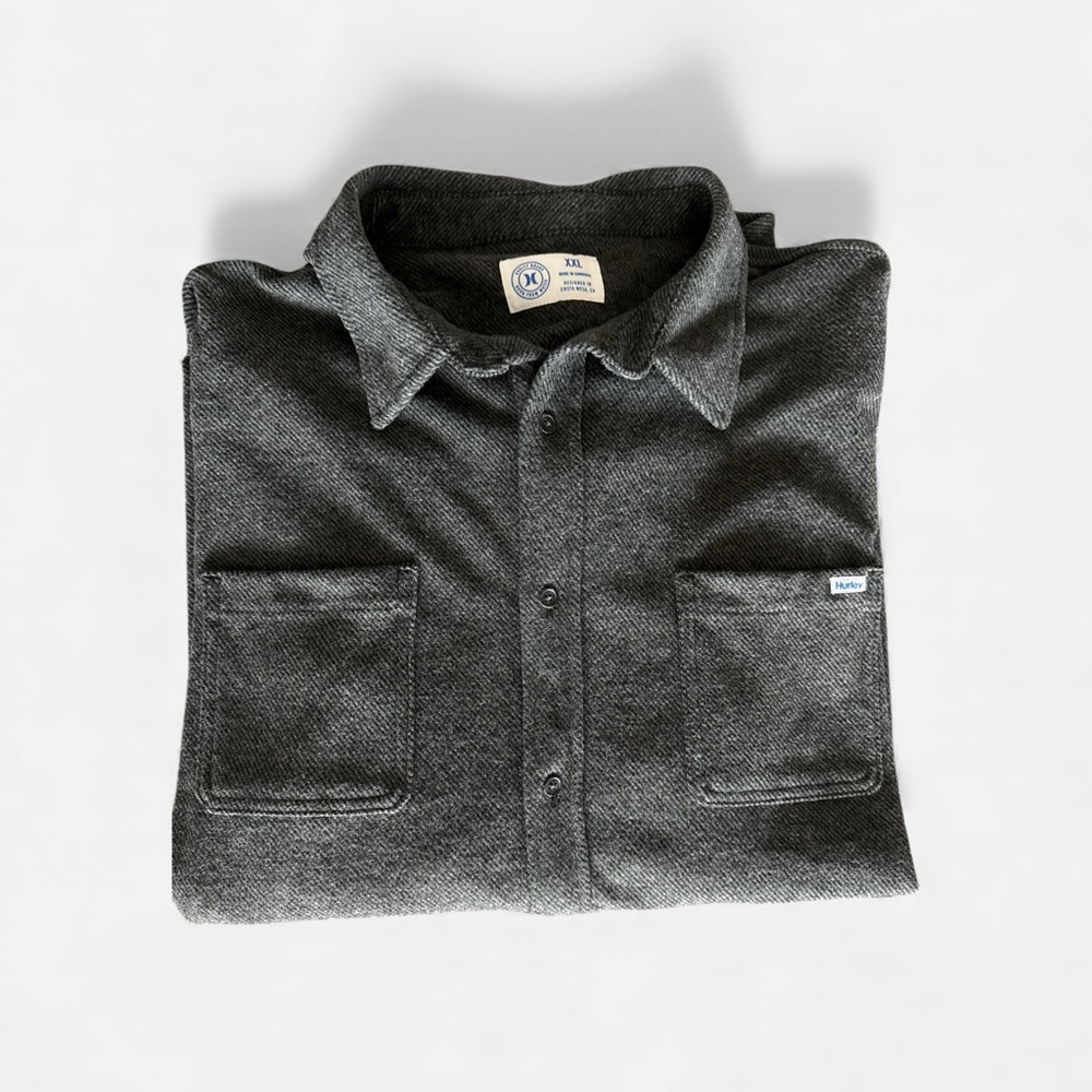 HURLEY *NWT* XXL Sweater Twill Button Up Charcoal Heather